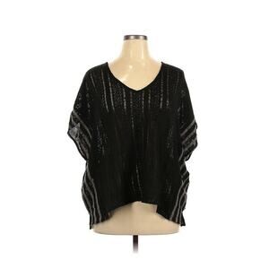 Sanctuary V-Neck Oversize Short Sleeve Knit Top Black Size S 0019